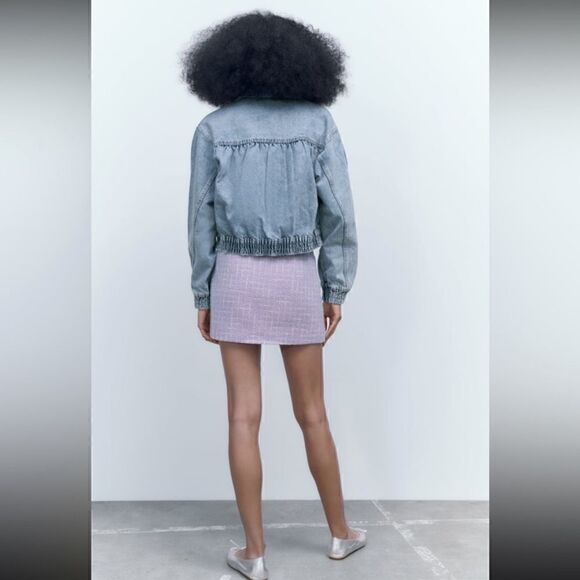 Zara Tweed Gingham Mini Skirt - Picture 4 of 11